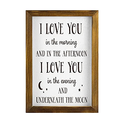 Image of Wall Hanging Decor Wood Frame Sign I Love You in The Morning And in The Afternoon Inspirational Saying Rustic Wall Art Decoration for Home Farmhouse Living Room Bedroom Office 8x12 Inch Personalized