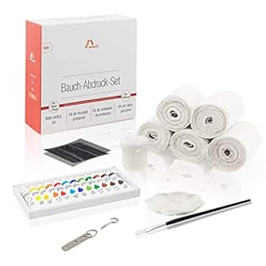 Amazy Gipsen gipsen babybuikenset – Uitgebreide complete set voor het maken van een 3D babybuikmuts – met gipsverband, verf, borstel, ophanging -25 stuks