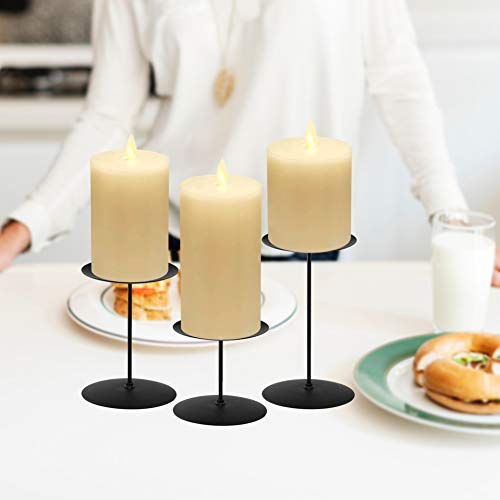 smtyle Flameless Candles for Fireplace Candelabra or Desk Decor Flickering with Moving Flame Wick Bright Pillar Candle with Remote Control Timer Battery Operated Ivory Flat Top 3