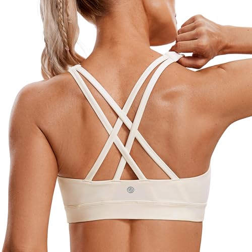 Image of CRZ YOGA Naked Feeling Strappy Sports Bras | Medium Support, Removable Pads, Yoga, Sleek, Scoop Neck, for Women