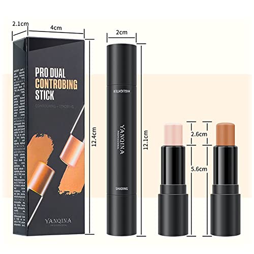 Meicoly Cream Contour Stick Trio,Bronzer Highlighter Stick,2 In 1 Double Head Facial Repair Concealer Stick,3D Body Makeup Shading Trimming Stick,Smooth Gliding Face Illuminator Makeup,6 Colors #TOP6