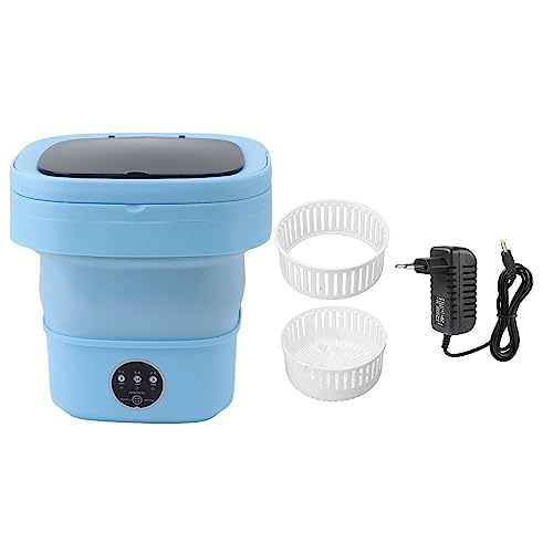 Tragbare Waschmaschine, Faltbare Mini-Waschmaschine mit Abflusskorb, für Wohnung, Wäscherei, Camping, Wohnmobil, Reisen, Unterwäsche, Persönlich, Baby (Blau)