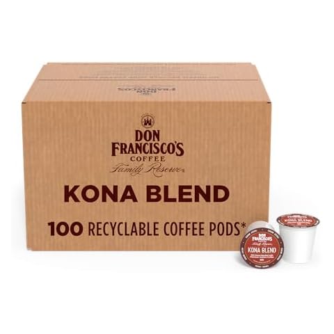Don Francisco's Kona Blend Medium Roast Coffee Pods: 100 Count K-Cup Compatible, 10% Hawaiian Kona Coffee, Single Serve for Keurig Brewers, Smooth Tropical Flavor, Recyclable through TerraCycle Cover