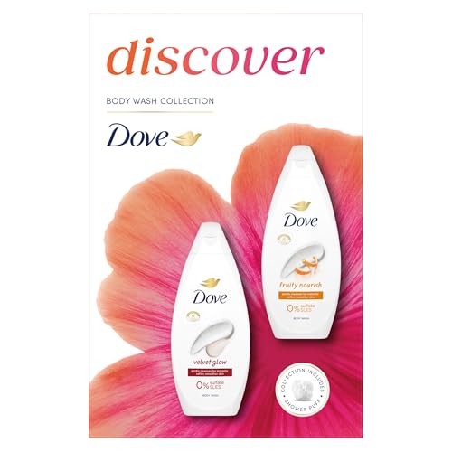 Dove Discover Duo Gift Set Body Wash Collection with a shower puff perfect gifts for her 2 piece