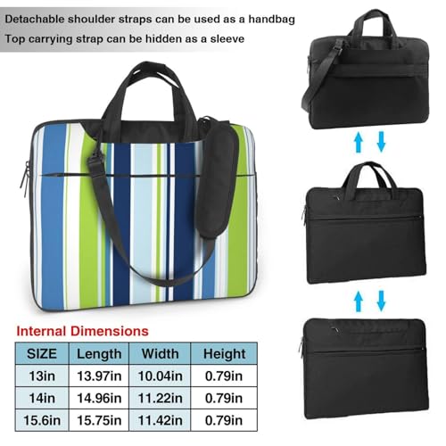 Maletín portátil impermeable 14 pulg rayas verde azul miniatura 3