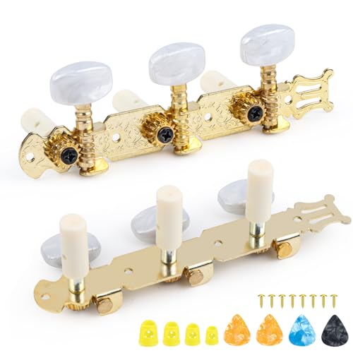 CYUaoao Stimmwirbel für Gitarre (3L + 3R) Hochwertige Metall-Mechaniken für Akustikgitarren Klassikgitarren Mechaniken für Gitarrensaiten Präzise Stimmung