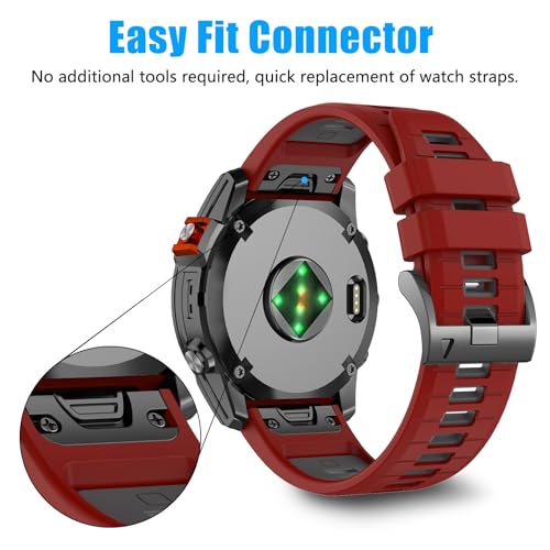 Image of 22mm Compatible with Garmin Fenix E /8 /8pro AMOLED 47mm /Fenix 7 /7 Pro /6 /6 Pro /5 /5 Plus Watch Band,Soft Quickfit Silicone Straps for Forerunner 970 965 955 /Approach S70 47mm /tactix 8 /quatix 7 8 47mm