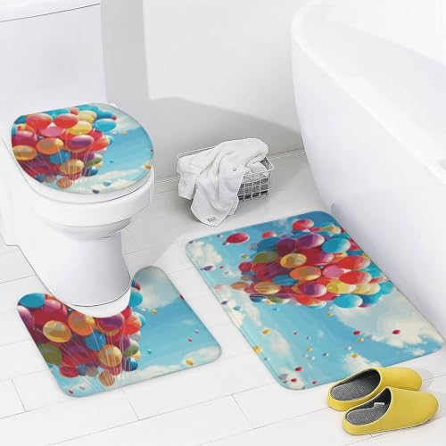Ensemble tapis de bain 4 pièces en polaire corail coloré - 5