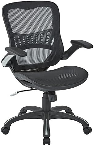 Office Star Ventilated Manager's Office Desk Chair with Breathable Mesh Seat and Back, Black Base, Black
