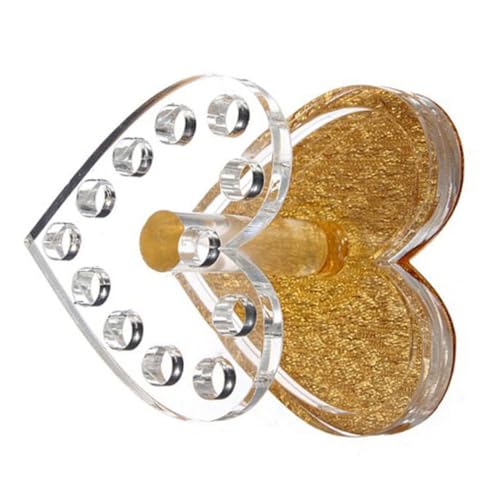 PAMINGONO Porta Lápices para Uñas Corazón Dorado Transparente Soporte Práctico para Pinceles de Arte de Uñas Organizador Compacto para Gel UV y Esmaltes Herramienta Duradera y Portátil para