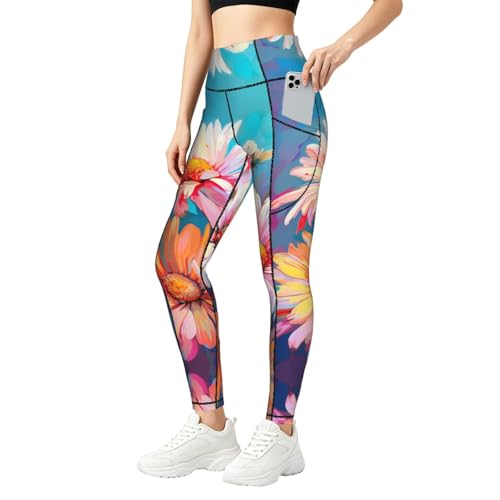 Leggings de margaritas para mujer: mallas florales de fitness y uso diario