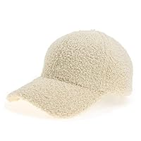 Baseballkappe aus Lammwolle, warm, Winter, Teddy-Fleece, Hip-Hop-Kappe für Männer und Frauen, Outdoor-Reisen, Beige, Medium