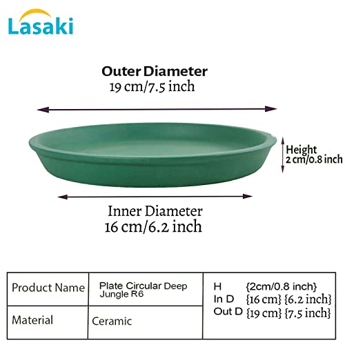 Image of Lasaki Round Ceramic Trays (Plates Saucers) for Pots, planters, Flower, Succulent(Set of 2,deep Jungle,6 inch) R6(Plants not Included)