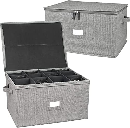 VTVT Wine Glass Storage Container Stemware, Holds 12 Red or White Wine Glasses, and Crystal Glassware Hard Shell moving Box with Hard Top and Sides (Set of 2)