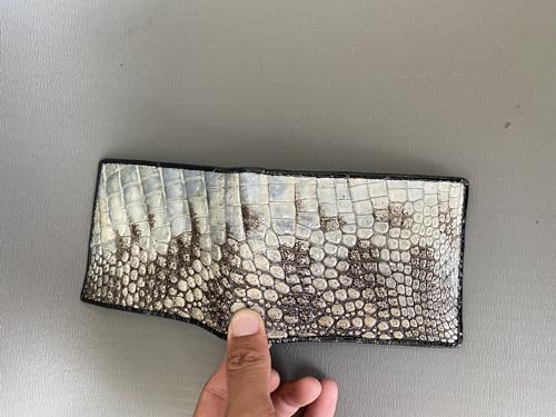 Genuine Crocodile Leather Wallet for Men, Premium alligator Skin Bifold Wallet, Handcrafted Luxury Men's Wallet, exotic skin wallet for men (Belly: double side natural skin)4