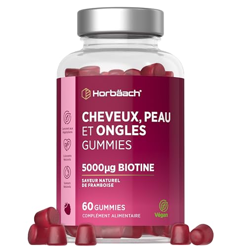 Cheveux Ongles et Peau Gummies | Avec Biotine 5000 mcg,