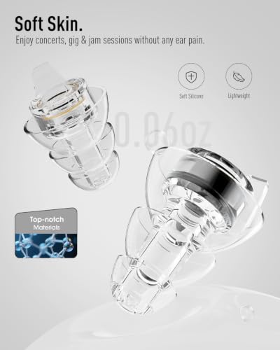 Image of Hearprotek Concert Ear Plugs, 2 Pairs High Fidelity Ear Plugs for Musicians