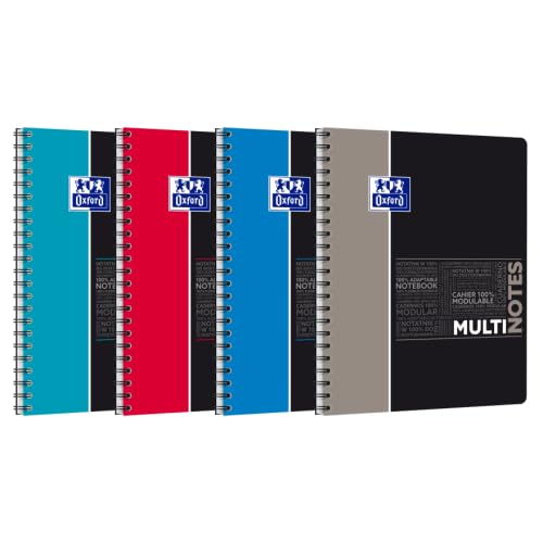 Lot de 5 Multinotes Etudiants rel. intégrale A4+, 160p./80 feuilles 90g/m², quadrillé 5x5, coloris assortis (4)