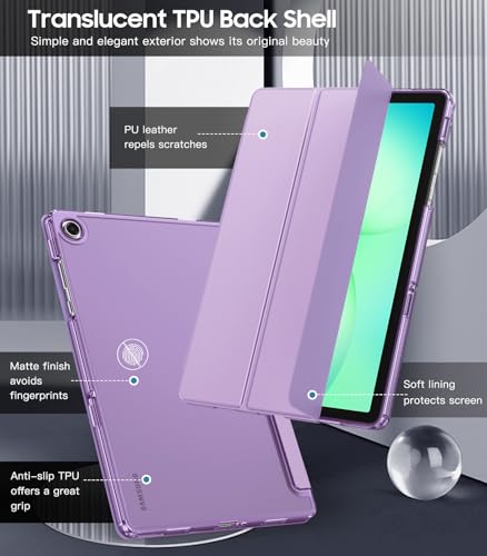 Image of TiMOVO Soft Case for Samsung Galaxy Tab A11+ /A11 Plus 11 inch 2026, Taro Purple | Fit for SM-X230 /X236 /X238, Slim Soft TPU, Translucent Frosted Back, Auto Wake /Sleep