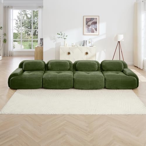 Image of Corduroy Modular Sectional Sofa, Oversized Cloud Couches for Living Room