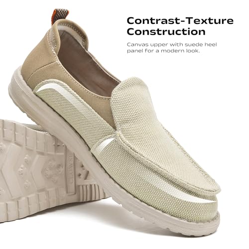 Image of Men's Canvas Loafers, Slip On Casual Shoes | Hands Free, Lightweight, Comfortable, Breathable Upper, Walking Shoes, Stretch, Travel, Vacation, Everyday Wear