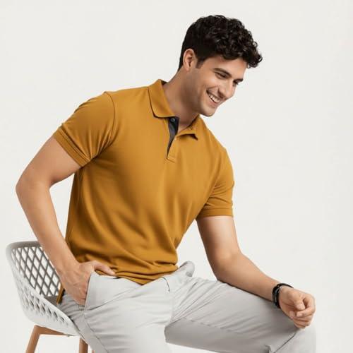 Image of Men's Premium Cotton Pique Polo T-Shirt, Classic Fit Short Sleeve Casual Summer Shirt, Soft & Breathable Fashion Polo