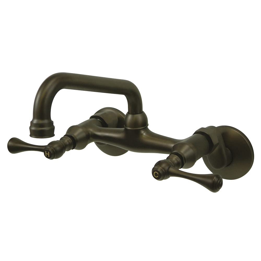 Kingston Brass KS313ORB Magellan Wand-Küchenarmatur – Öl-Bronze, 2 Griffe, Ausziehbarer Auslauf