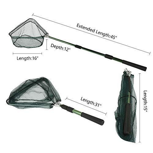Restcloud Fishing Landing Net With Telescoping Pole, Strong Aluminum Full Extended To 45 Inches #TOP2