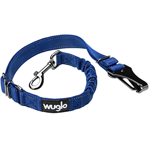 Wuglo Cinturón Perro Coche de 30 a 95 cm   Arnés Homologado   Enganche y Anclaje al Asiento   Universal Ajustable (Azul Oscuro)