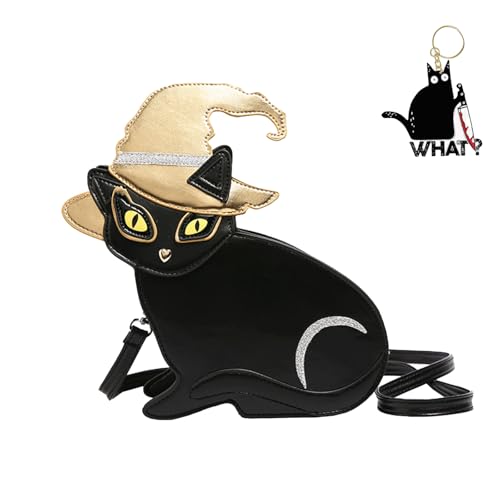Halloween Purses for Women Novelty Halloween Black Cat Purse Animal Shaped Bags Strap Crossbody Shoulder Bag