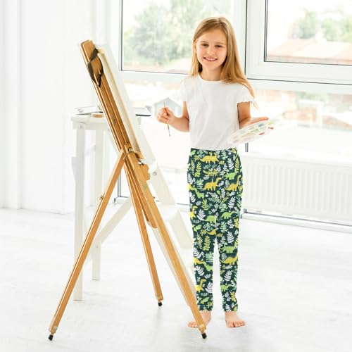 Wusikd Green Dinosaurs Girls' Leggings Toddler Doodles Cute Kids Yoga Pants Dance Active Tights 4T 5