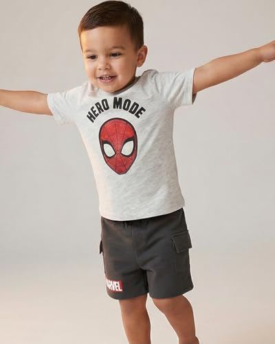Image of Marvel Spider-Man Boys T-Shirt and Shorts Outfit Set - Holographic Shirt featuring Hulk, Captain America & Superheroes
