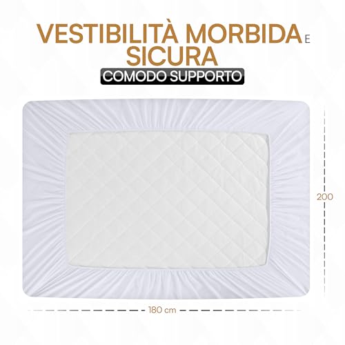Utopia Bedding Trapuntato Coprimaterasso - Topper Elastico Aderente, Gonna Extra Profonda fino a 38 CM con Motivo a Diamante (180x200 cm, Bianco) - Immagine 4
