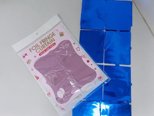 Image of AMFIN (Pack of 2) Square Foil Curtains for Birthday Decoration Photo Booth Props Backdrop Baby Shower Bachelorette Party Decorations - Blue & Pink