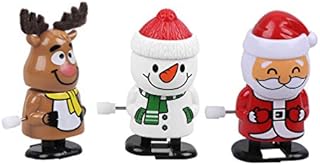 Amosfun 3pcs Christmas Wind Up Toys Santa Claus Snowman Reindeer Clockwork Toys Figure Ornaments Christmas Holiday Party Supplies Favors Goodie Bag Fillers(Random)