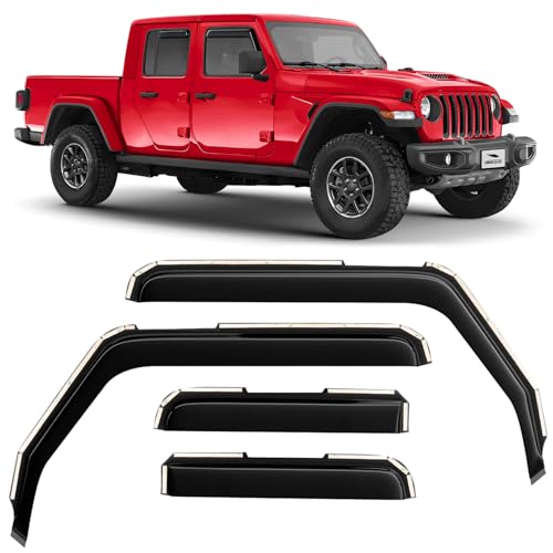 Voron Glass in-Channel Extra Durable Rain Guards for Jeep Gladiator 2020-2026 Window Deflectors Vent Window Visors 4 Pieces - 200292