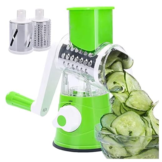 Ralador de Queijo Rotativo Manual,Triturador de Queijo Alimentos Vegetais Grader Com Lâminas - Moedor de Nozes Para Vegetais, Batata, Pepino, Cenoura, Chocolate Para Pizza, Hashbrowns, Salada ??