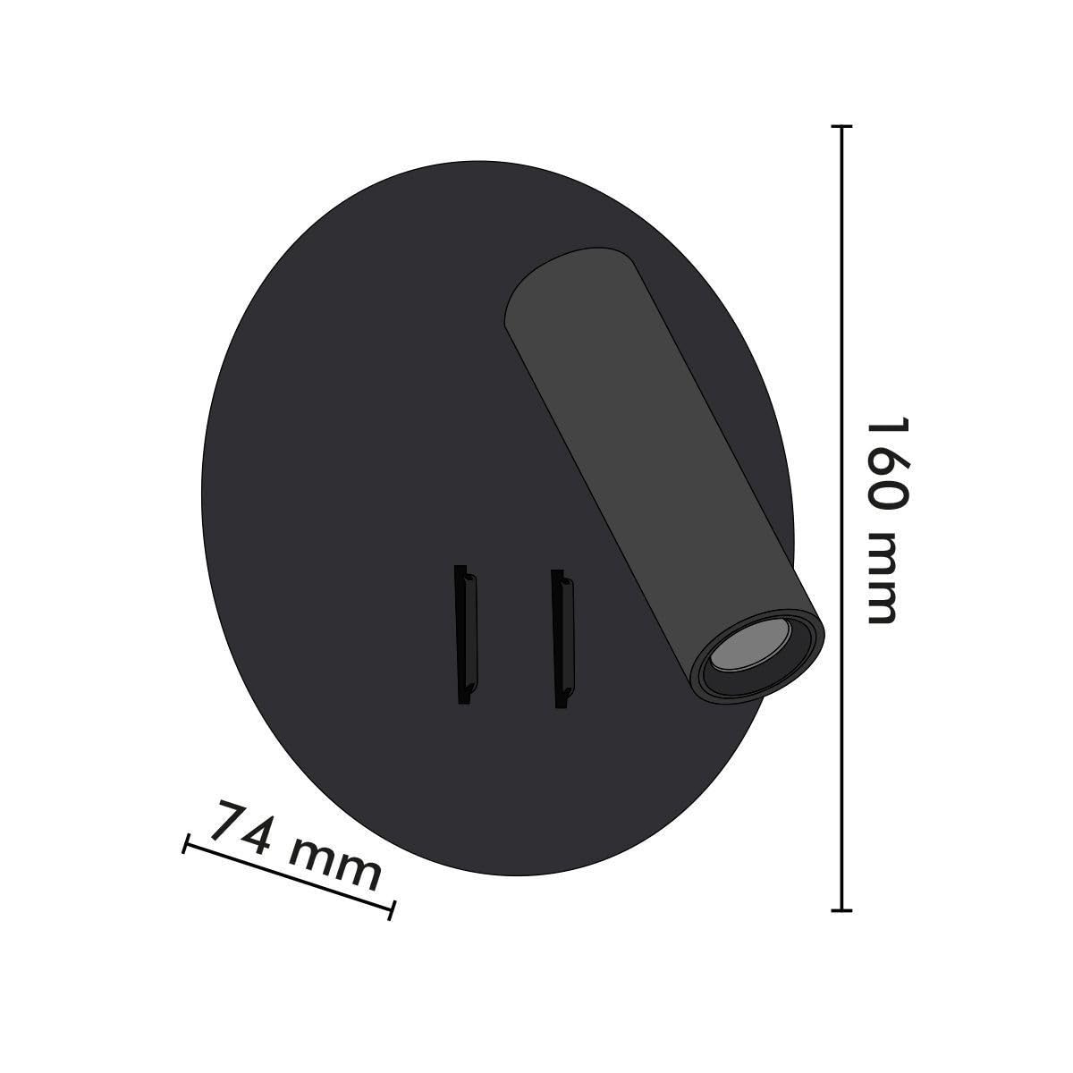 Arum Applique Liseuse LED Murale SLOW 9W (6W+3W) – Double Éclairage Tête de Lit avec 2 Interrupteurs – Spot de Lecture Orientable & Rétro-éclairage Ambiance – Gris Anthracite (Blanc Chaud)