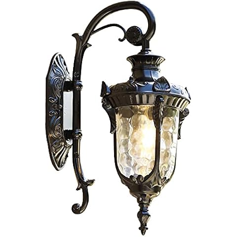 Mengjay Trade Exterior Wall Lanterns, Outdoor Wall Sconce Porch Light Fixture,Black Glass Lantern Wall Light Porch Indoor Outdoor Garden Decorative Lamp Fixture Waterproof Cover