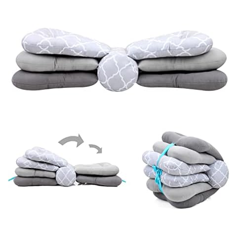 Blublu Park Baby Breastfeeding Pillow Six Leaf Elevate Adjustable Nursing Pillow with Multiple Angle for Pregnant, Postnatal Nursing, Sleeping ( Grey,67x26cm ) Cover