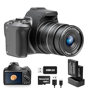 4K Digital Camera with 40X Zoom,64MP DSLR Camera for Photography Beginners,Autofocus 1080P HD Vlogging Camera with EIS,32GB SD Card,2 Batteries (W2)