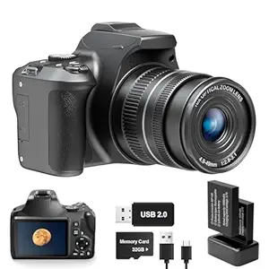 Eddioklp 4K Digital Camera With 40X Zoom,64Mp Dslr Camera For Photography Beginners,Autofocus 1080P Hd Vlogging Camera With Eis,32Gb Sd Card,2 Batteries