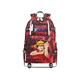 ZJYJING One Piece anime character Luffy fashion backpack equipped with USB interface casual large-capacity laptop backpack (F4-2)