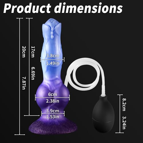 Image of Squirting Monster Dog Silicone Dildo with Suction Cup (Blue) | Soft Akin-safe silicone Strong Auction Cup for Hands-free Anal Plug Penis for Beginner Users Simple to Clean