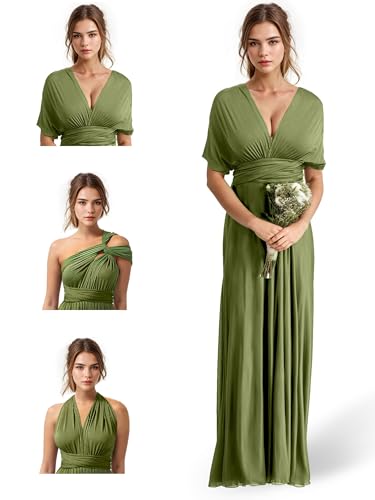 Image of JAEDEN Bridesmaid Dresses Multiway Convertible - Long Bridesmaid Dresses Chiffon Pleat 2026
