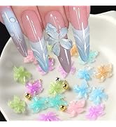 100Pcs Crystal Flower Nail Charms and Gems Mixed Color Spring Floral Nail Rhinestones 3D Hawaii F...
