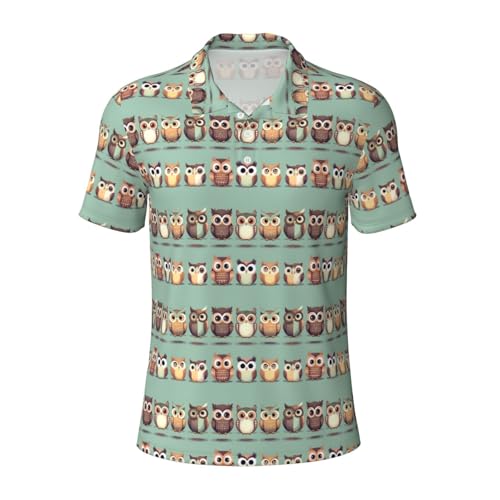 Polo respirant manches courtes homme motif hibou dessin animé léger