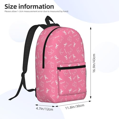 Breast Cancer Awareness Fashionable Daypack 17 Inches Zippers Backpack Double Shoulder Bag for Women Men2