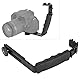 FLEXMAN Kamera L Halterung, Aluminiumlegierung, Dual Blitzschuh Halterung, Adapterhalterung, 1/4 Zoll Gewinde, Robuster L Gepolsterter Handgriff für DV Mikrofon, LED Lichtblitz