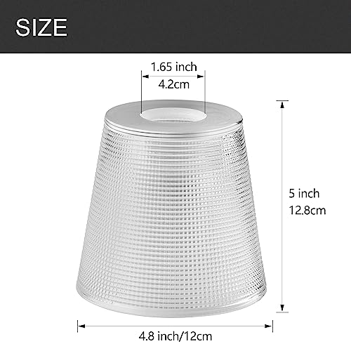 Image of Plaid Clear Glass Shade, Lampshade with 1-5 /8 inch Fitter, Cone Replacement Shade for Pendant Light, Wall Sconce, Vanity Light, Table Lamp, 3 Pack